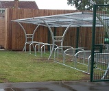 Armstrong cycle shelter for 16 bikes with BREEAM 2008 cycle stand spacing