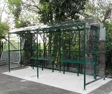 Curved roof smoking/waiting shelter, 6.0mtr x 2.0mtr