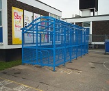 High security Wave cycle shelter with mesh panels for 20 bikes