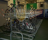 Double sided two tier cycle rack installation 
