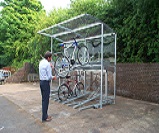 Rydale Minor cycle shelter with two tier cycle racks for 20 bikes 
