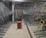 Two tier lower basement installation at Paris Gardens, London, using single and double sided racks 