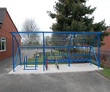 FS51 Economy cycle shelter, with storage for 4 bikes and 20 scooters, with end panels