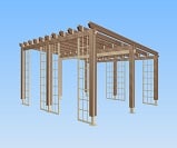 Woodborough 4 leg Gazebo with clear roof sheeting, feature trellis, view from corner