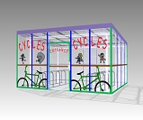 NC08-secure flat roof compound cycle shelter with themed graphics