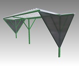 Linnet cantilever double sided cycle shelter with side screens and integral gutter
