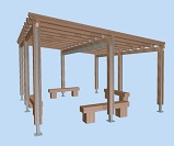 NC30- Woodborough timber Pergola/Outdoor shelter with rustic benches