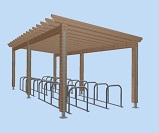 NC32- Woodborough Single row timber cycle shelter for 40 bikes