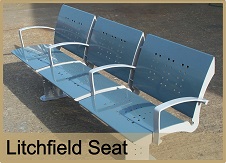 SB01 - Litchfield Trio seat 1800mm x 780mm, with optional arm rests and two colour finish, guide price with single colour finish £685.58, optional arm rests £34.62 each