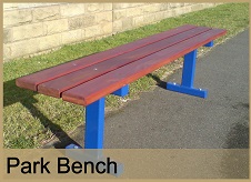 SB10 - Park bench with hardwood timber slates, 1800mm long, 450mm above ground. Guide price with single colour finish £399.00